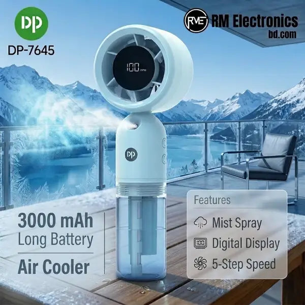 DP 7645 Turbo Mist Spray Handheld Fan – Powerful Cooling with 3000mAh